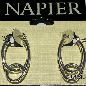 Napier Silver Tone Oval Twist Beyonce Selena Twisted Fun Earrings Friend Gift
